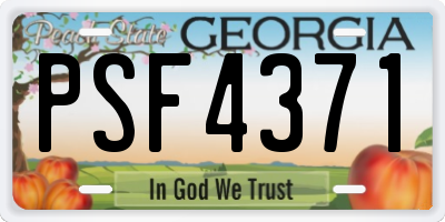 GA license plate PSF4371