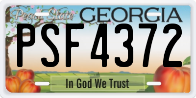 GA license plate PSF4372