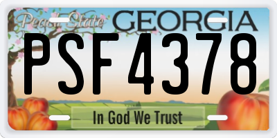 GA license plate PSF4378