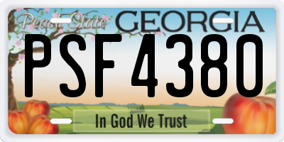 GA license plate PSF4380