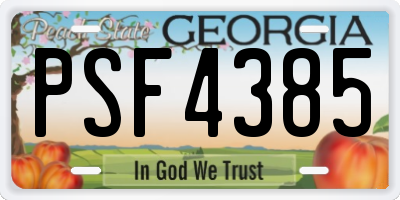 GA license plate PSF4385