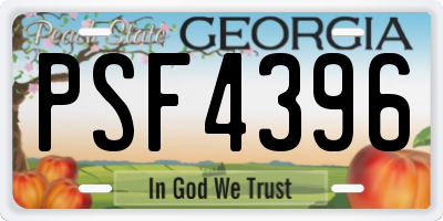 GA license plate PSF4396