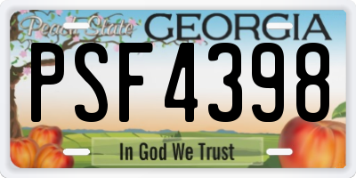 GA license plate PSF4398