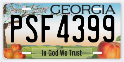 GA license plate PSF4399
