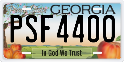 GA license plate PSF4400