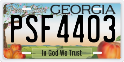 GA license plate PSF4403