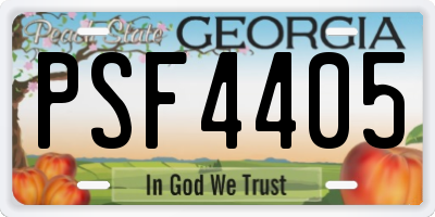 GA license plate PSF4405