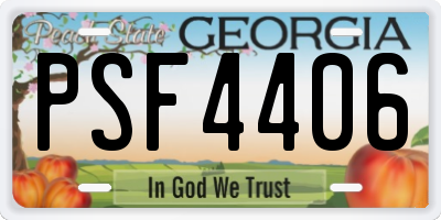 GA license plate PSF4406