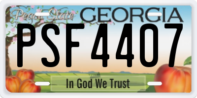GA license plate PSF4407