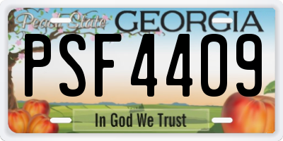 GA license plate PSF4409