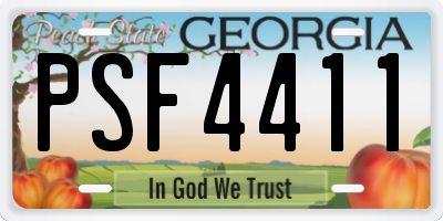 GA license plate PSF4411