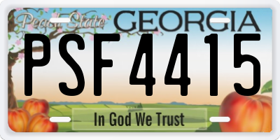 GA license plate PSF4415