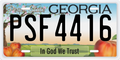 GA license plate PSF4416