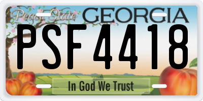 GA license plate PSF4418