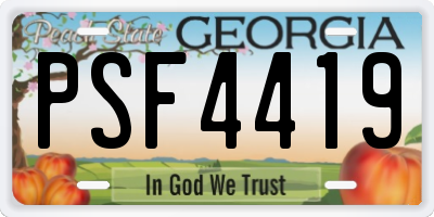 GA license plate PSF4419