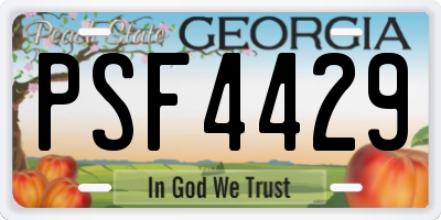 GA license plate PSF4429