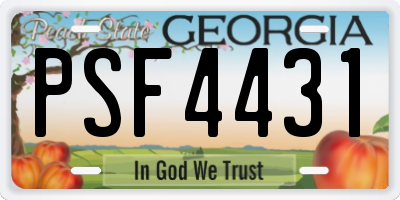 GA license plate PSF4431