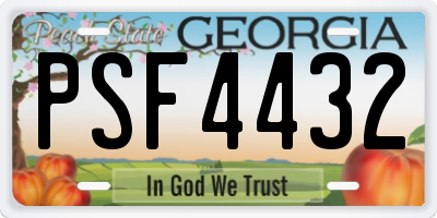 GA license plate PSF4432