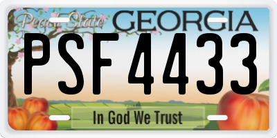 GA license plate PSF4433