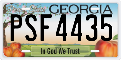 GA license plate PSF4435