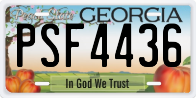 GA license plate PSF4436