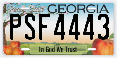 GA license plate PSF4443