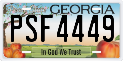 GA license plate PSF4449