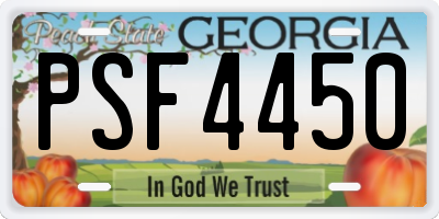 GA license plate PSF4450