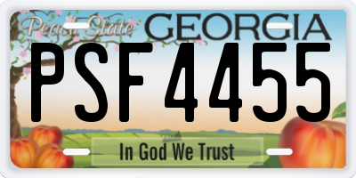 GA license plate PSF4455