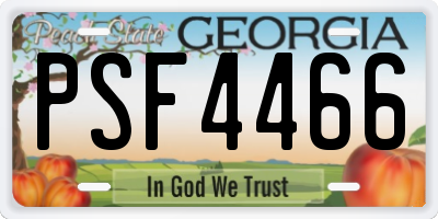 GA license plate PSF4466