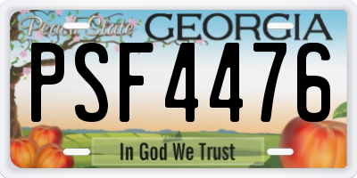 GA license plate PSF4476