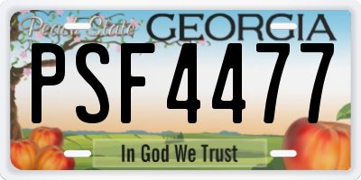 GA license plate PSF4477