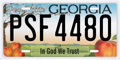GA license plate PSF4480