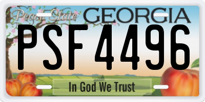 GA license plate PSF4496