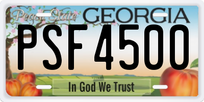 GA license plate PSF4500