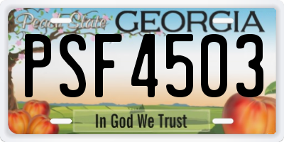GA license plate PSF4503