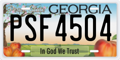 GA license plate PSF4504
