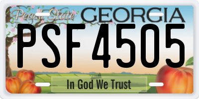 GA license plate PSF4505