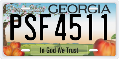 GA license plate PSF4511