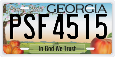 GA license plate PSF4515