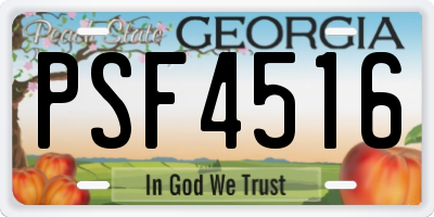 GA license plate PSF4516