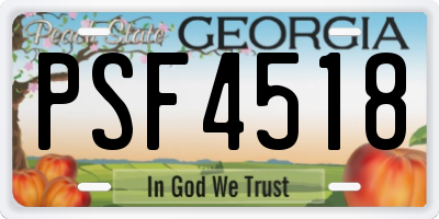 GA license plate PSF4518