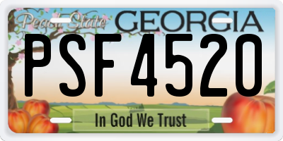 GA license plate PSF4520