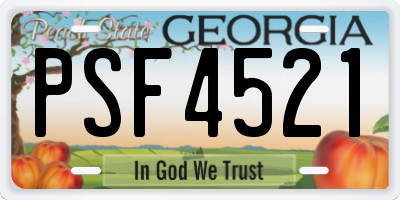 GA license plate PSF4521