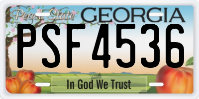 GA license plate PSF4536