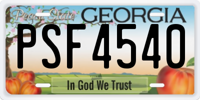 GA license plate PSF4540