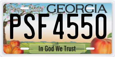 GA license plate PSF4550