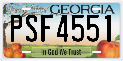 GA license plate PSF4551