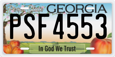 GA license plate PSF4553