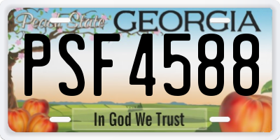 GA license plate PSF4588